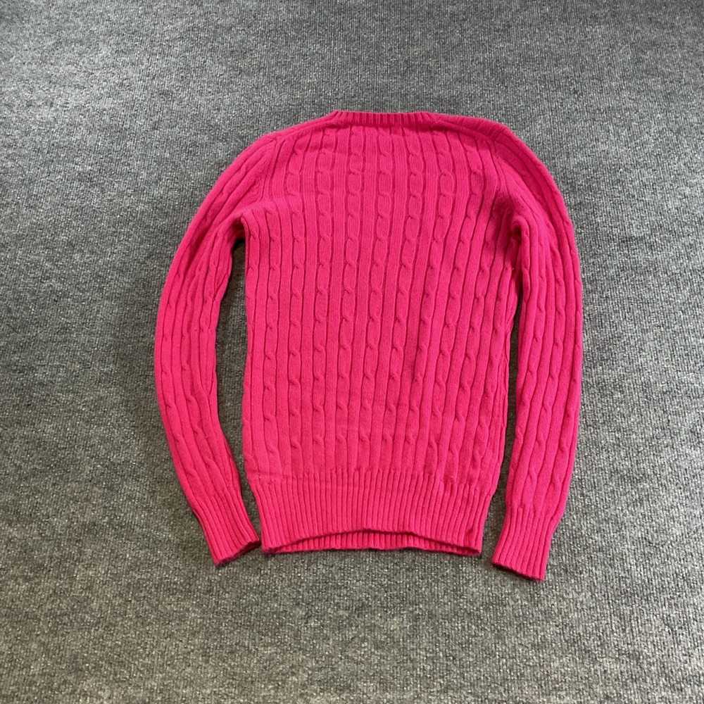 Vineyard Vines Womens Hot Pink 100% Cashmere Cable Knit Crew Neck Sweater Small - Picture 2 of 10